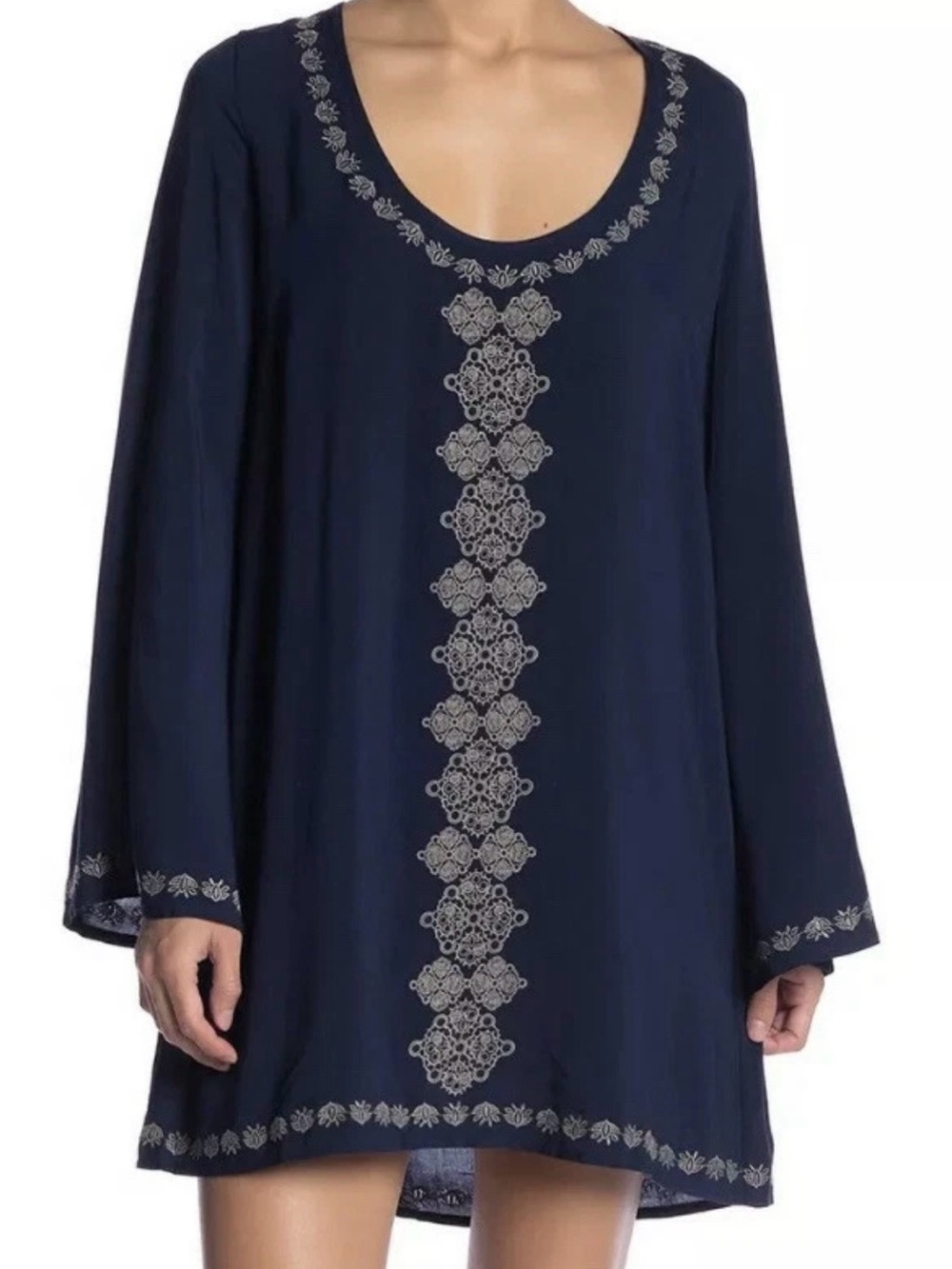 lovestitch Navy Blue Embroidered Tunic Dress